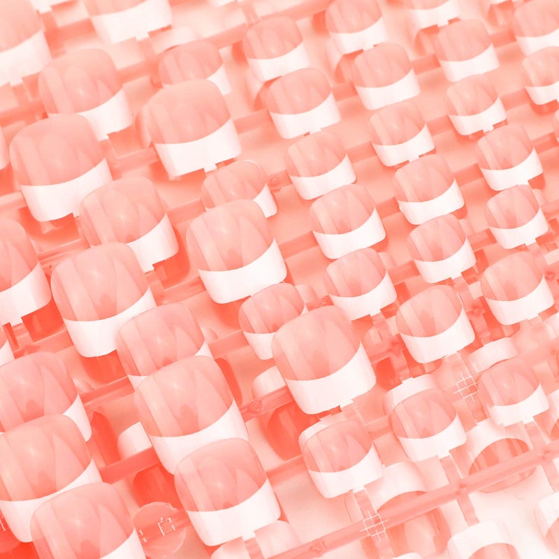 MWOOT 240Pcs Natural French Fake Nails Tips Set, Nail Art Decoration Full Cover Pink White False Nail Tips for DIY Salon Manicure Sticker Tools - S - Image 3